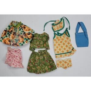 4 Handmade Barbie Sized 1-16th Scale Clothing Outfits Dress Skirt Handbag